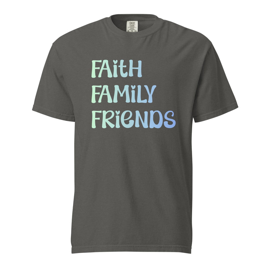 Faith Family Shirt Comfort Colors Faith Family Friends T-Shirt Christian t-shirt Unisex garment-dyed tee
