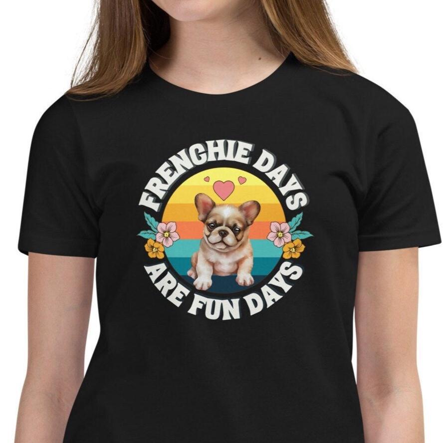 French Bulldog Youth Shirt, Frenchie Dog Lover Tee, Fun Days Graphic Top