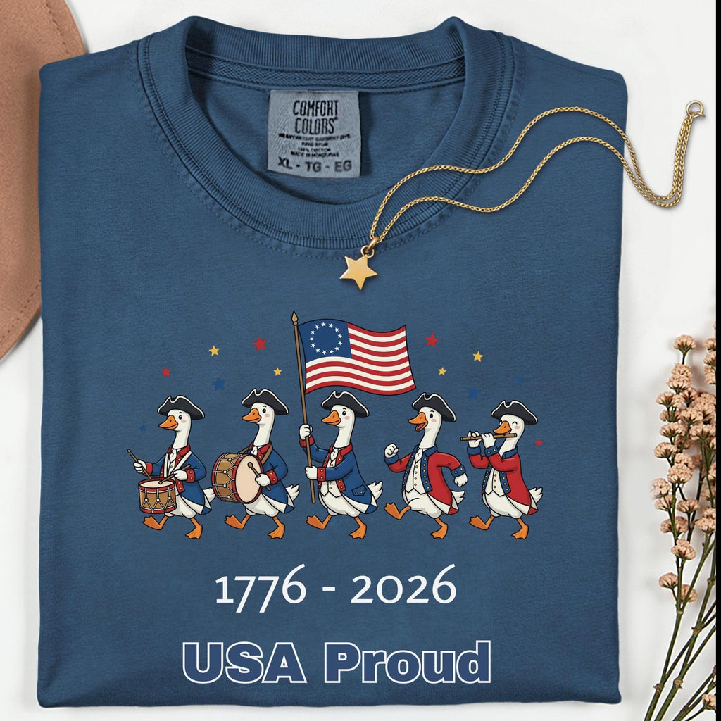 Comfort Colors Goose Parade T-Shirt: USA 250th Anniversary Patriotic Pride