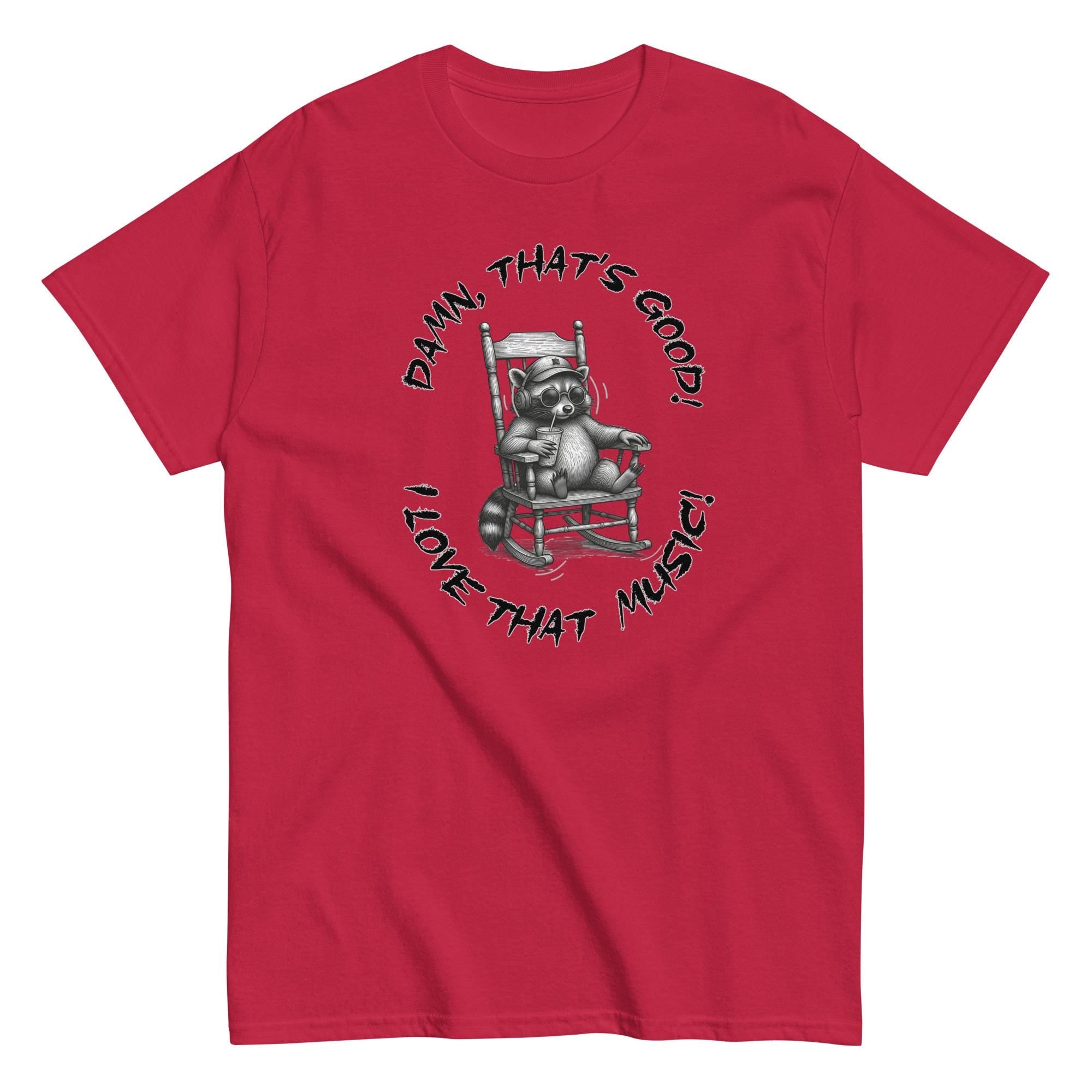 Funny Racoon Music Shirt Retirement gift music lover rocking chair tee Unisex classic tee