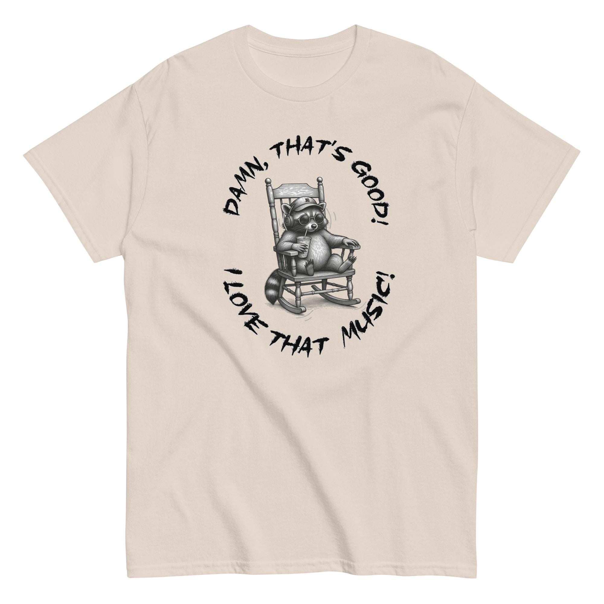 Funny Racoon Music Shirt Retirement gift music lover rocking chair tee Unisex classic tee