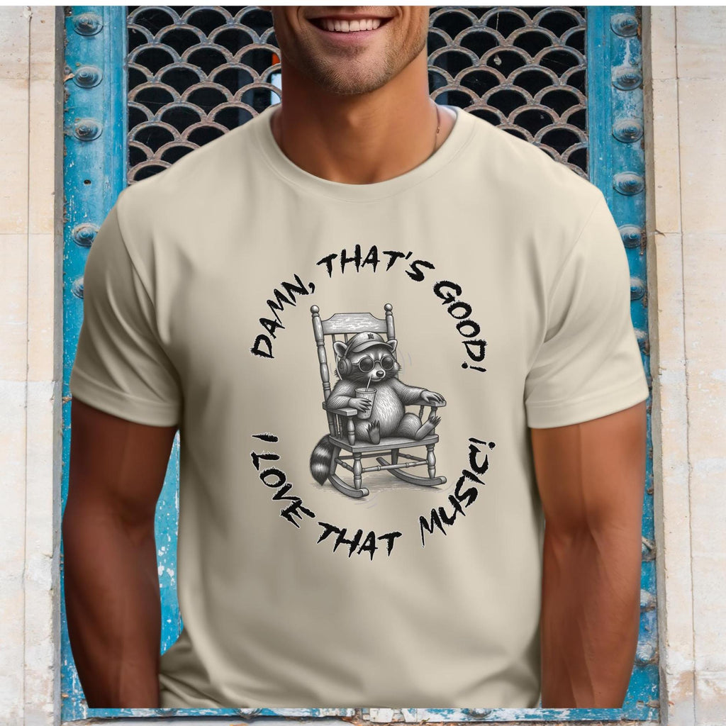 Funny Racoon Music Shirt Retirement gift music lover rocking chair tee Unisex classic tee