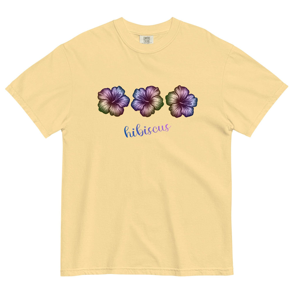 Comfort Colors Hibiscus T-Shirt: Stylized Tropical Flowers Tee