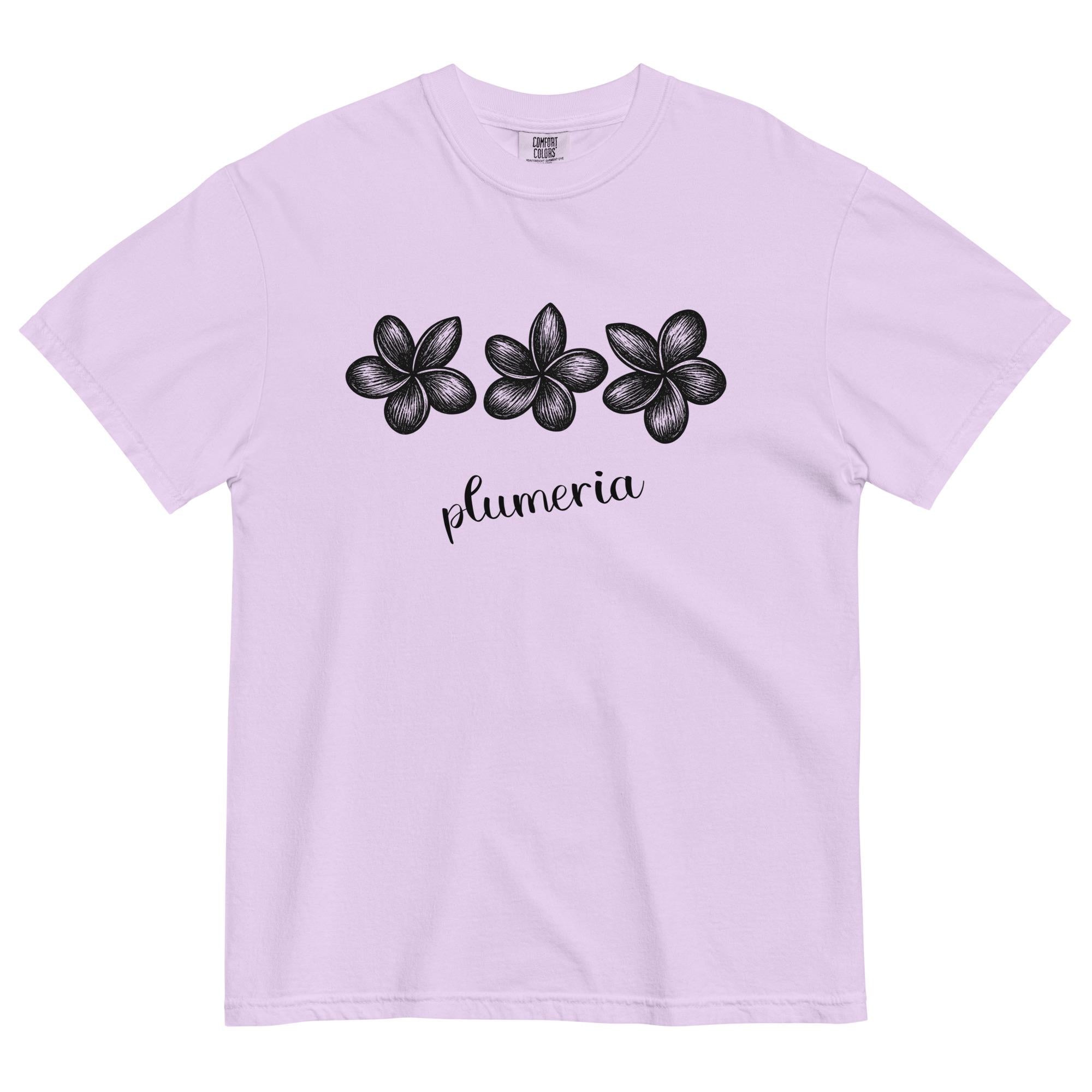 Plumeria flowers Comfort Colors t-shirt linocut style plumerias tropical flowers tee plumeria lover gift