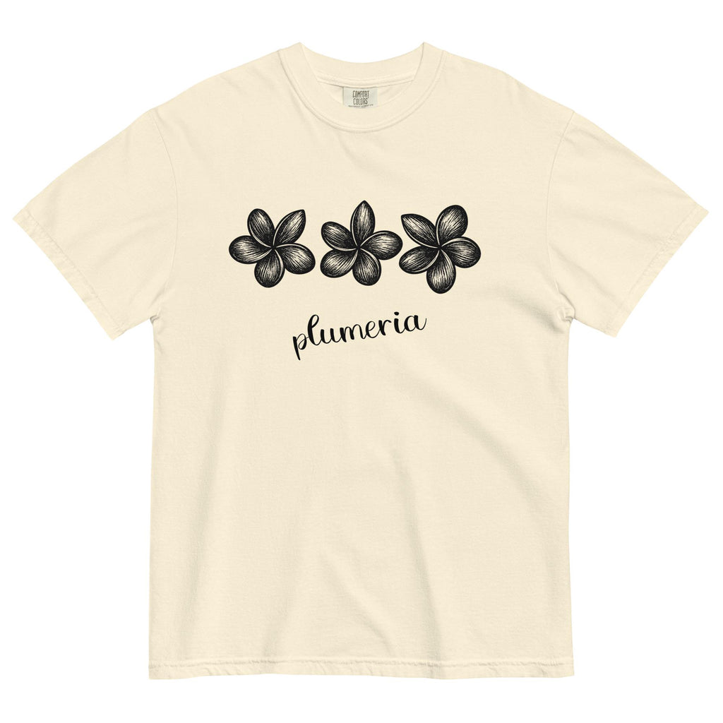 Plumeria flowers Comfort Colors t-shirt linocut style plumerias tropical flowers tee plumeria lover gift