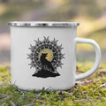 Wolf Mandala Enamel Camping Mug: Hot Chocolate Mug