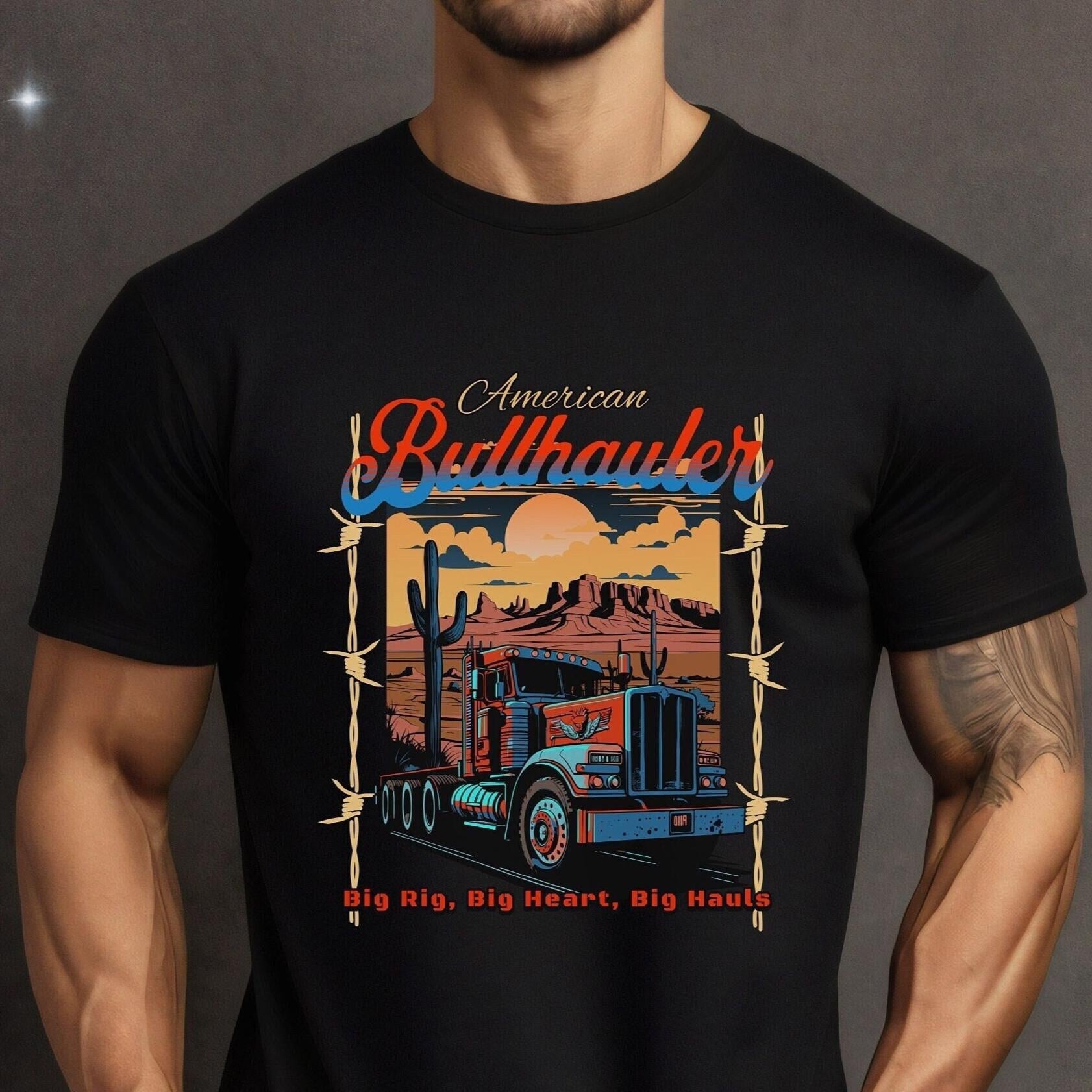 American Bull Hauler T-Shirt: Semi-Truck Graphic Tee gift for Trucker long haul driver gift