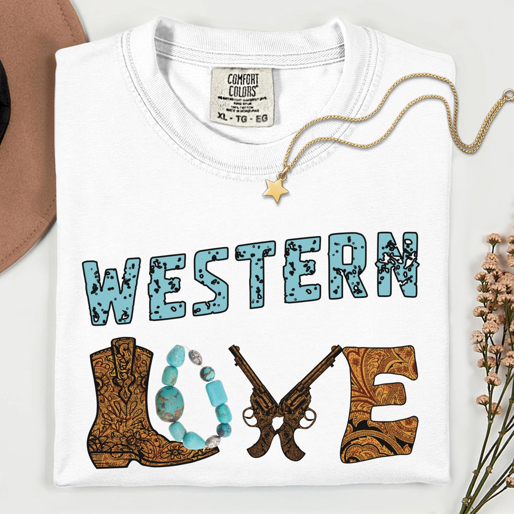 Western Love Shirt Comfort Colors Western boot and guns t-shirt Country girl tee garment-dyed t-shirt