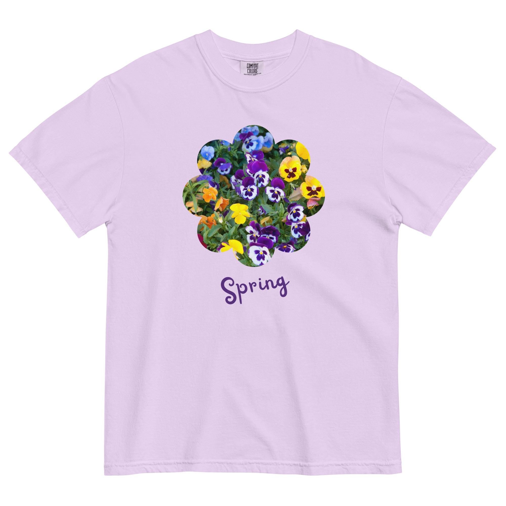 Spring Flowers Comfort Colors t-shirt Pansies tee Spring pansies shirt Mothers Day flowers gift