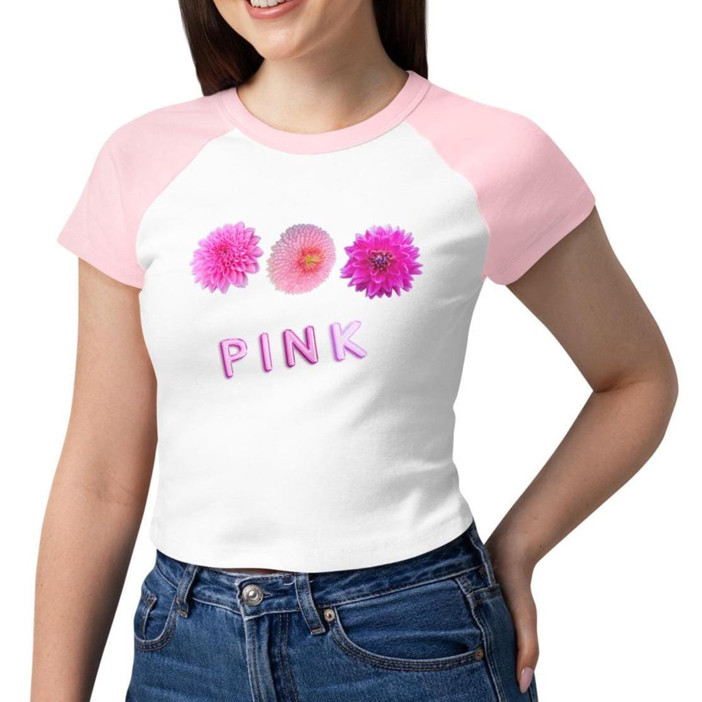 Pink blossoms t-shirt pink flowers Women’s micro rib raglan baby tee