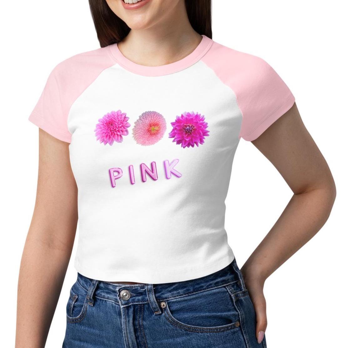 Pink blossoms t-shirt pink flowers Women’s micro rib raglan baby tee