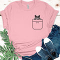 Peeking cat shirt, Personalized Peeking kitten shirt, gray Kitten pocket tee gift for cat lover Unisex t-shirt