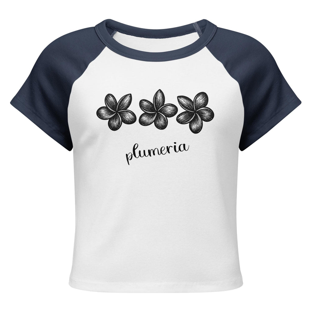 Plumerias crop top, Hawaiian flowers Bella Canvas raglan baby tee