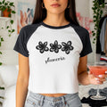 Plumerias crop top, Hawaiian flowers Bella Canvas raglan baby tee