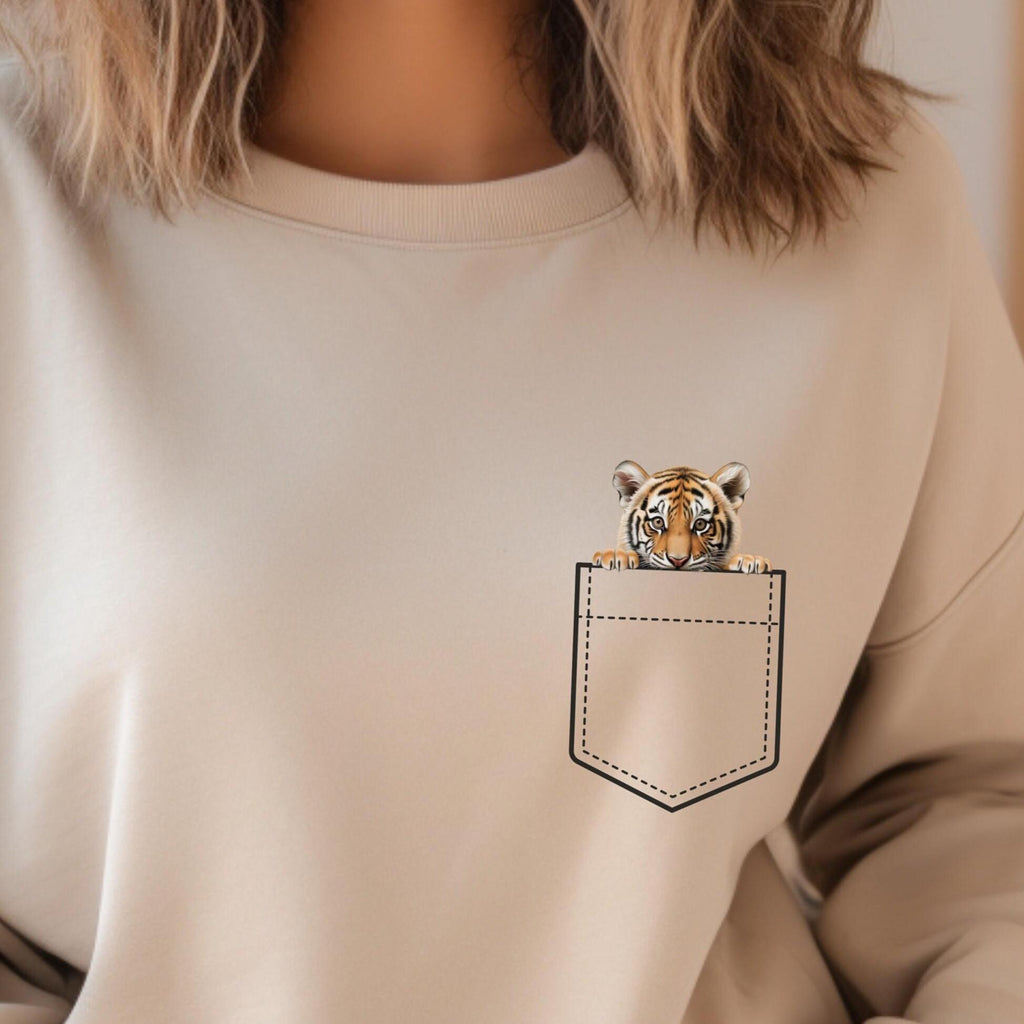 Tiger Cub Pocket Sweatshirt Personalize – Faux Pocket Graphic Sweater