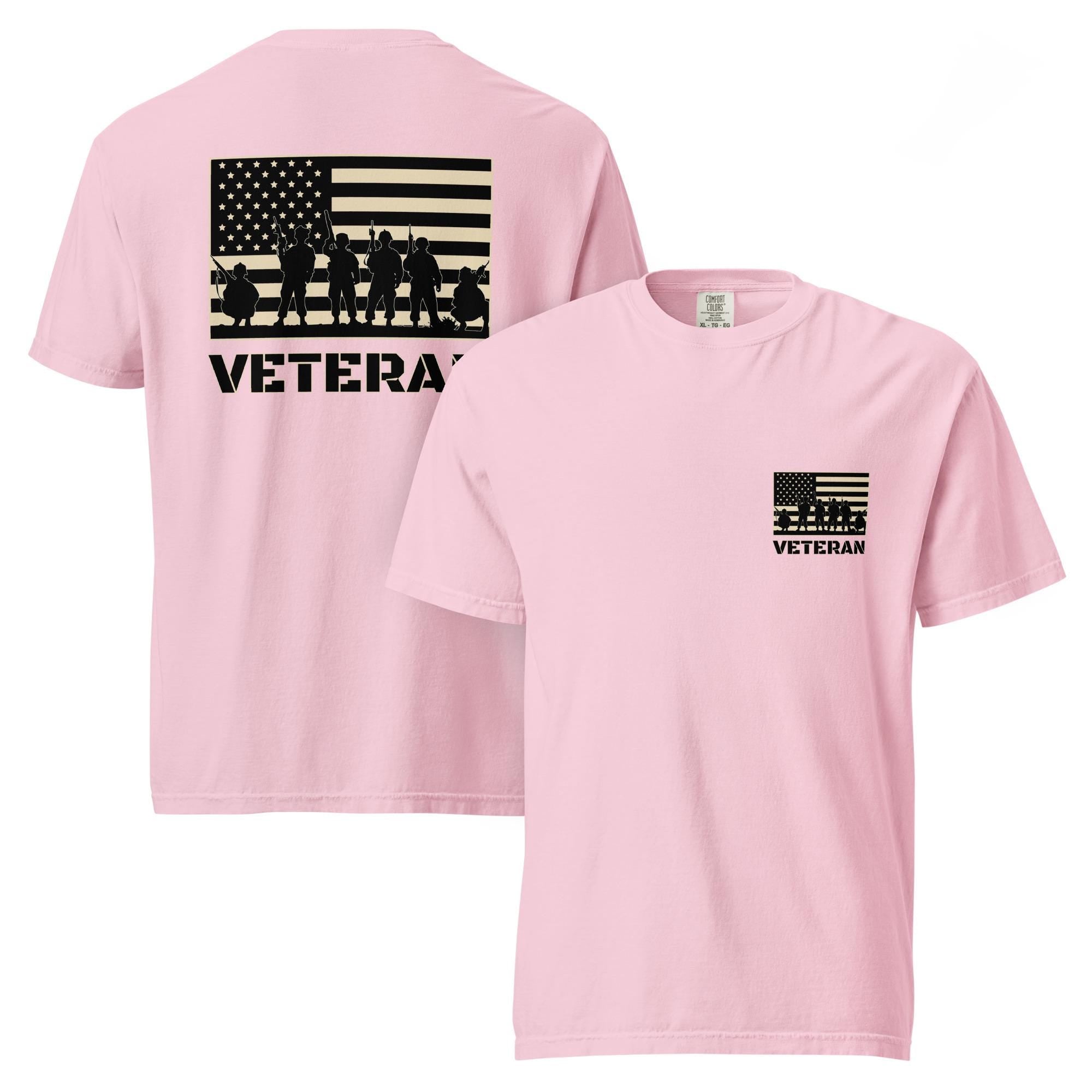 Veteran USA Flag T-Shirt: Military Service Tribute, Comfort Colors Heavyweight Tee