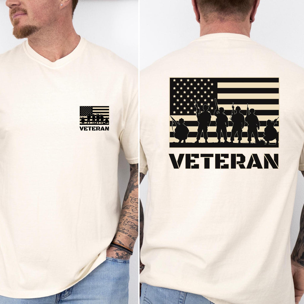Veteran USA Flag T-Shirt: Military Service Tribute, Comfort Colors Heavyweight Tee