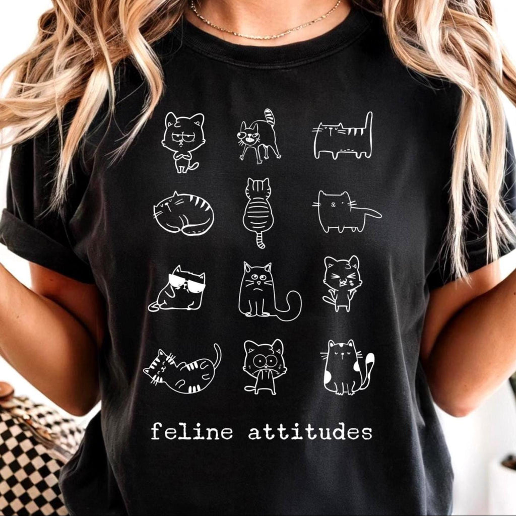 Funny cats shirts Comfort Colors Feline attitudes t-shirt Unisex garment-dyed heavyweight t-shirt