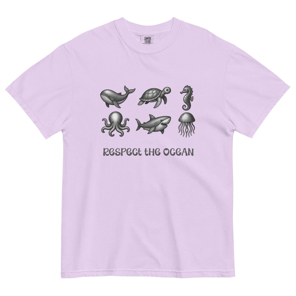 Ocean Animals T-Shirt Comfort Colors Respect the Ocean Shirt etching style animals tee
