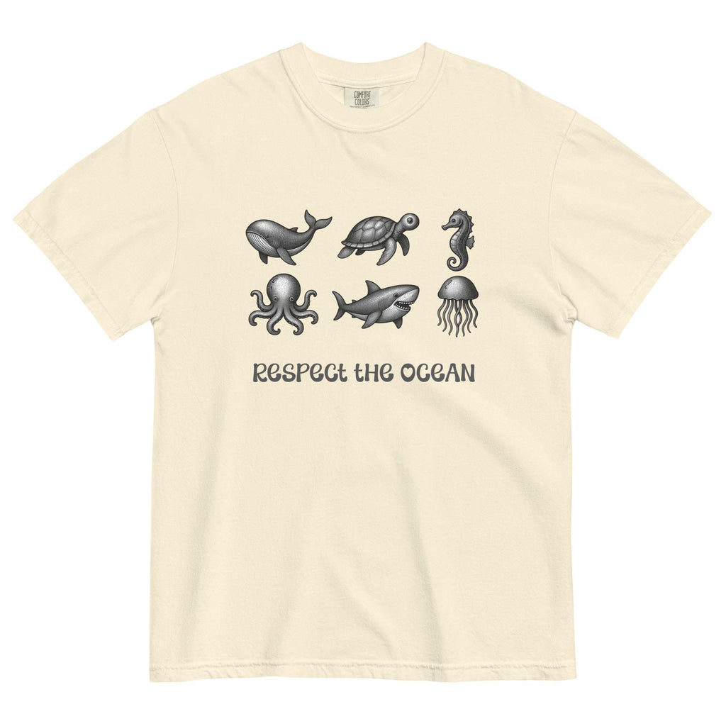 Ocean Animals T-Shirt Comfort Colors Respect the Ocean Shirt etching style animals tee