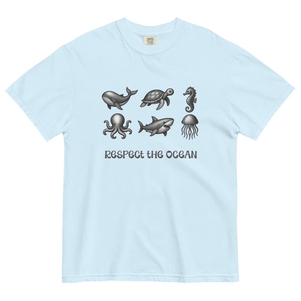 Ocean Animals T-Shirt Comfort Colors Respect the Ocean Shirt etching style animals tee