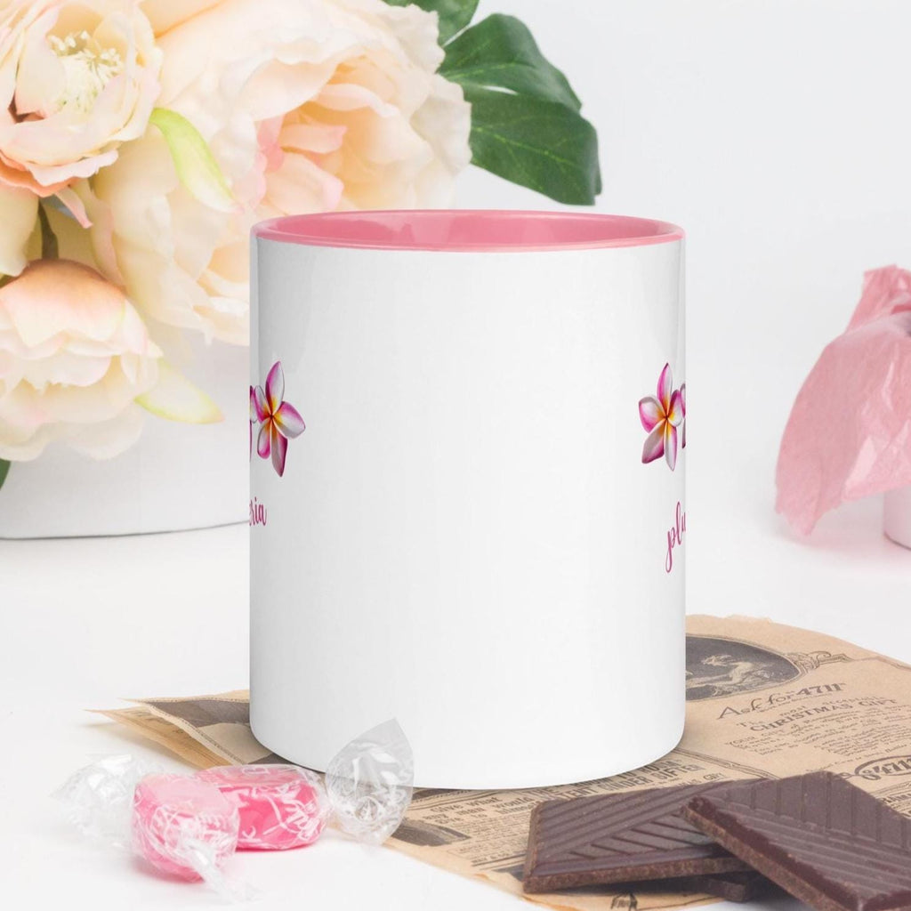 Plumeria Coffee Mug with Pink Accents – Gift for Mom, Grandma