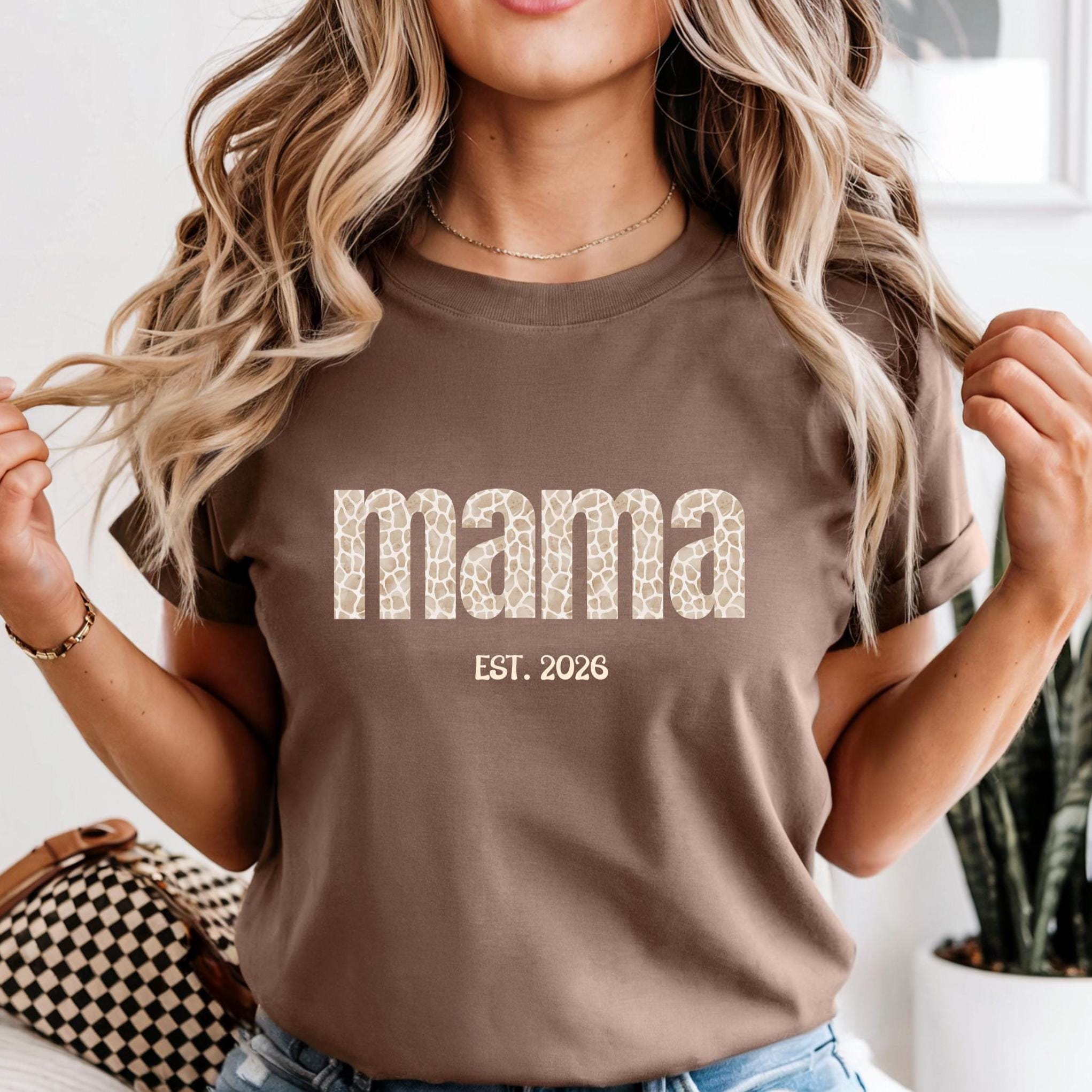New Mama Shirt Comfort Colors Expecting mother animal print t-shirt 2026 birth t-shirt garment-dyed tee