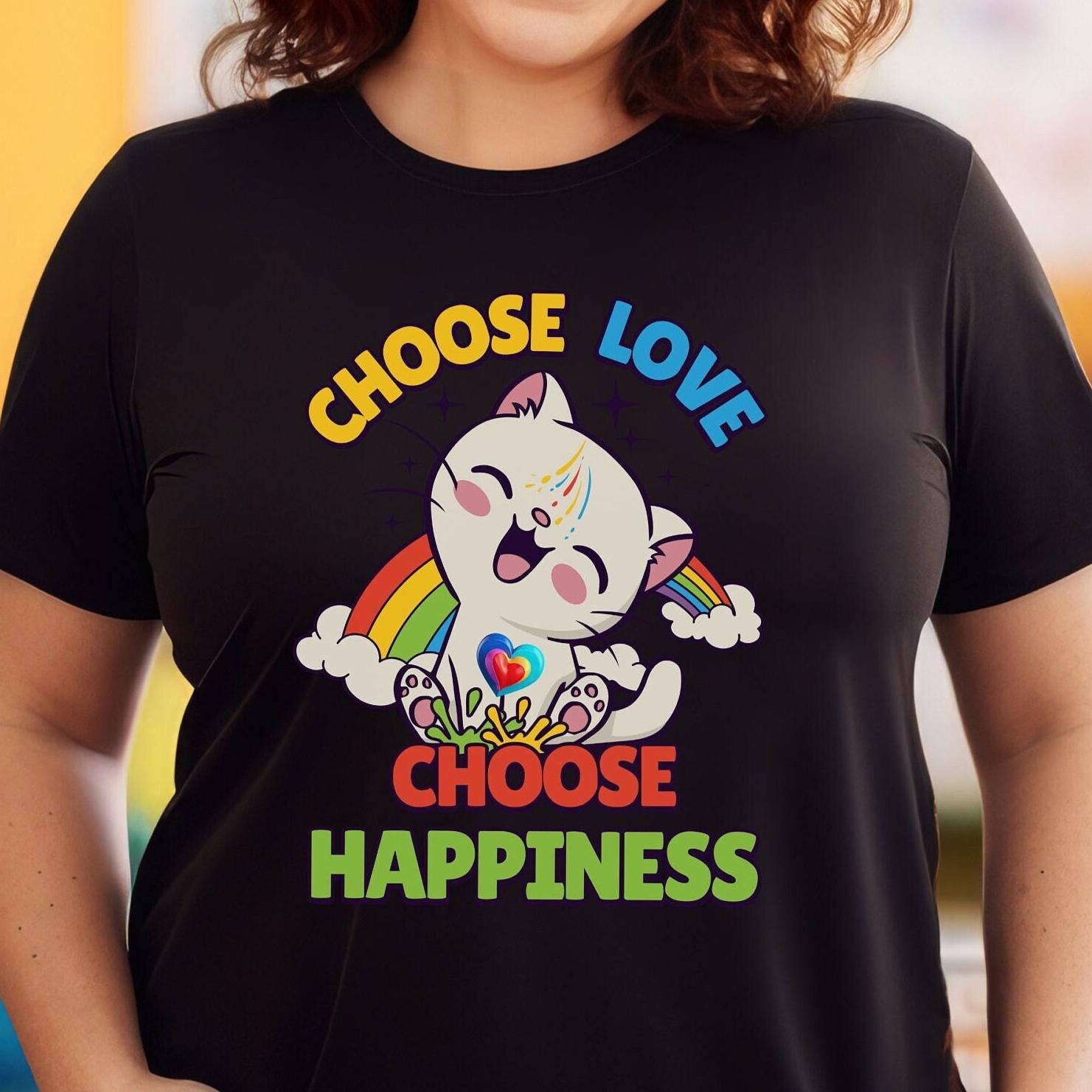 Cat Happiness Rainbow Love Choose Shirt, LGBT Cat Lover Tshirt