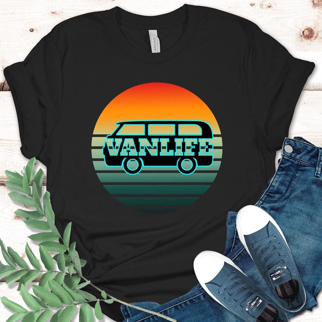 Retro Sunset Van Life T-Shirt: Nomad Couple Gift
