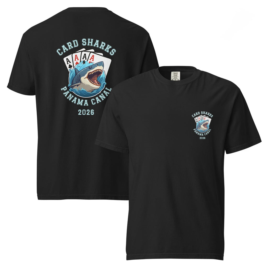 Custom Funny Card Shark Shirt Comfort Colors two side print Personalize text group shirts Unisex garment-dyed t-shirt