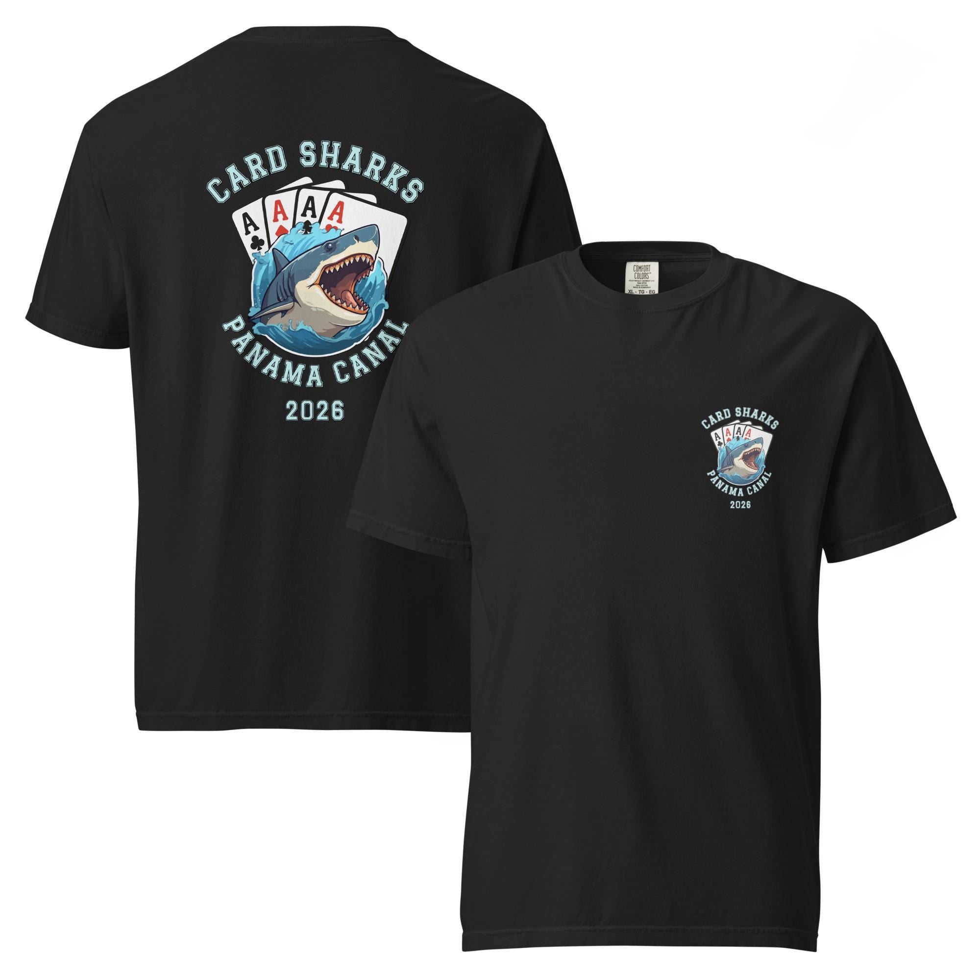 Custom Funny Card Shark Shirt Comfort Colors two side print Personalize text group shirts Unisex garment-dyed t-shirt