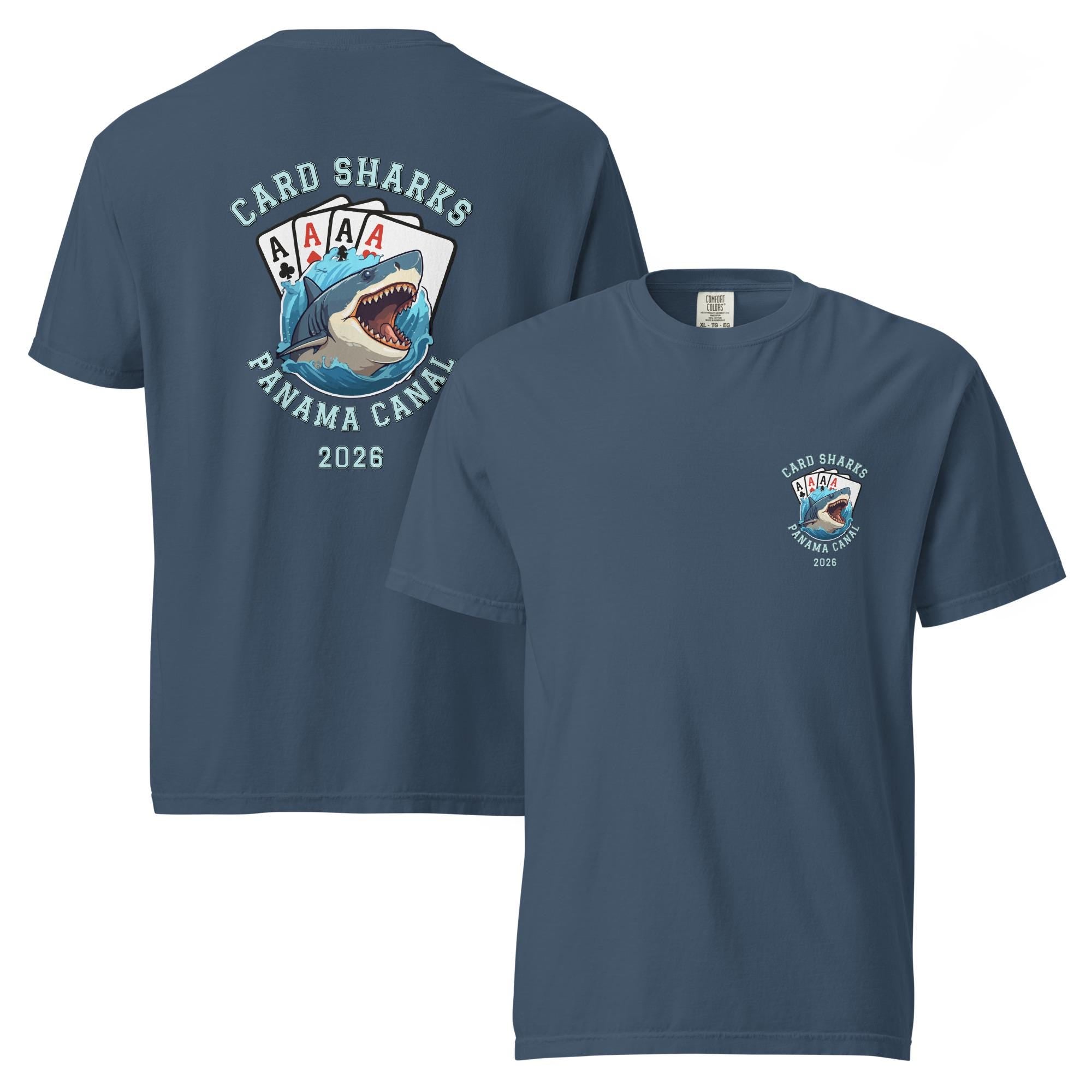 Custom Funny Card Shark Shirt Comfort Colors two side print Personalize text group shirts Unisex garment-dyed t-shirt