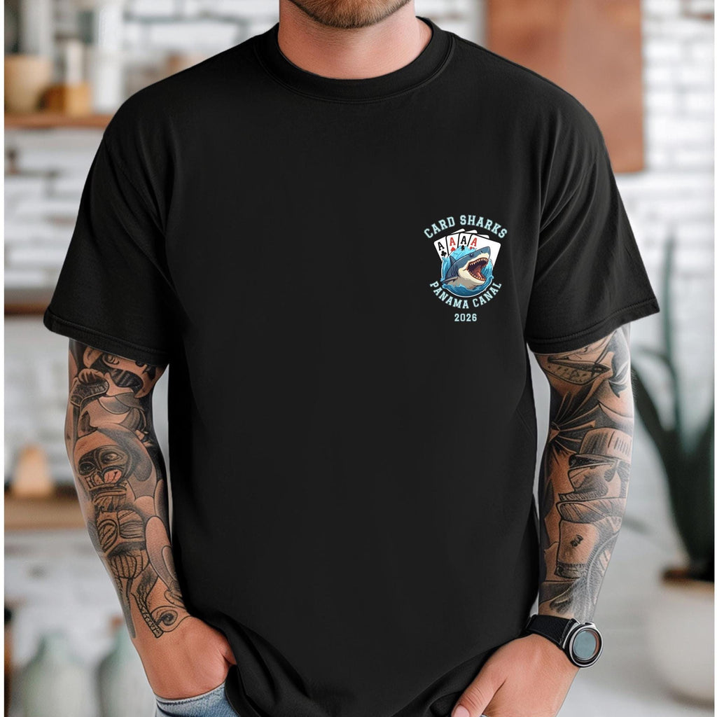 Custom Funny Card Shark Shirt Comfort Colors two side print Personalize text group shirts Unisex garment-dyed t-shirt