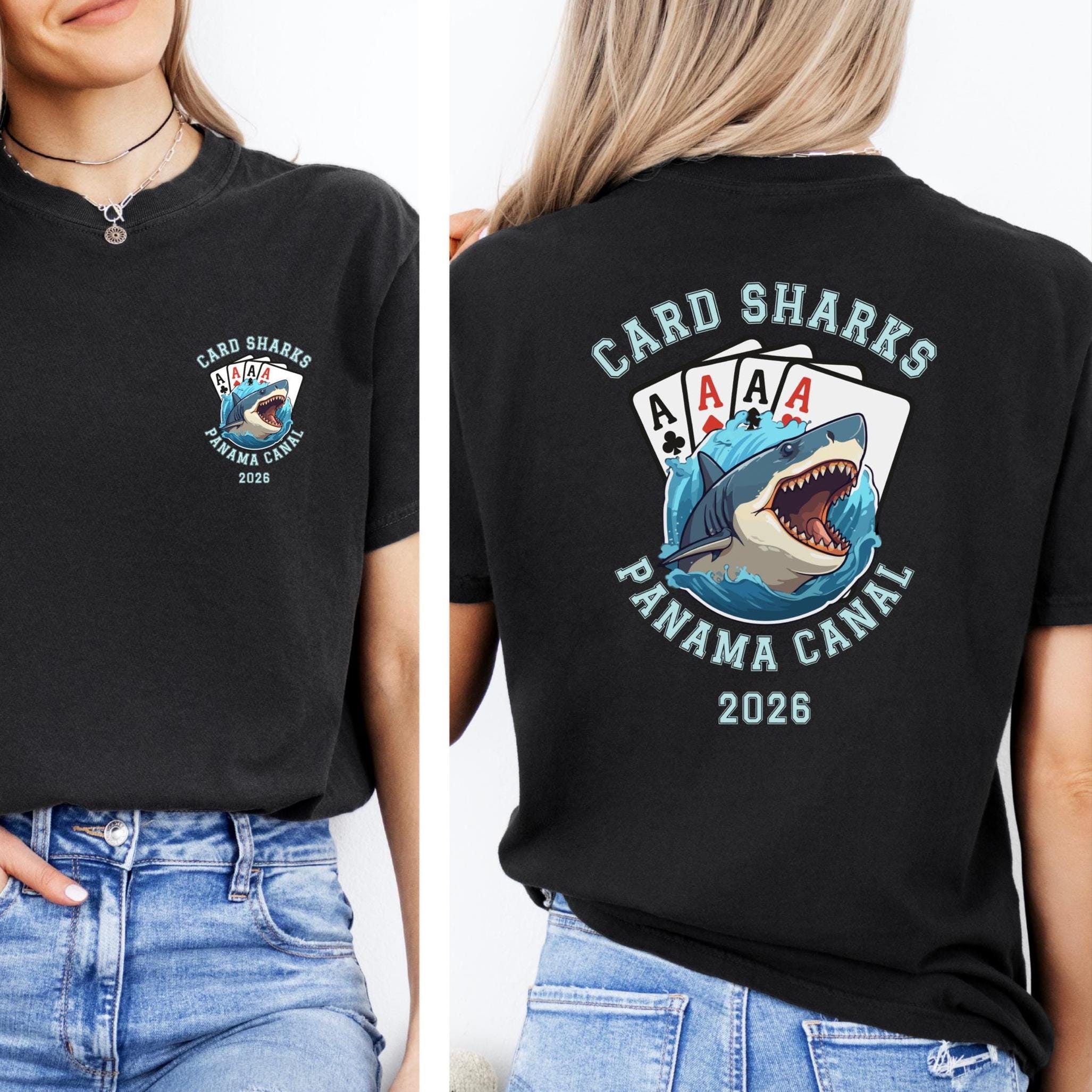 Custom Funny Card Shark Shirt Comfort Colors two side print Personalize text group shirts Unisex garment-dyed t-shirt
