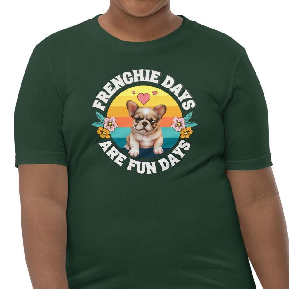French Bulldog Youth Shirt, Frenchie Dog Lover Tee, Fun Days Graphic Top