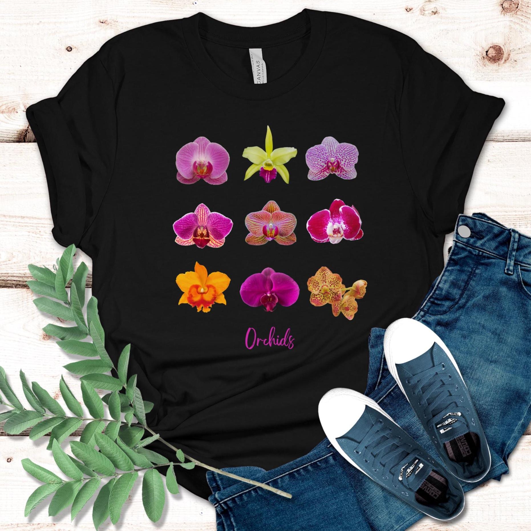 Orchid T-Shirt: Bella Canvas Soft Tee, Tropical Flower Design orchid lover gift