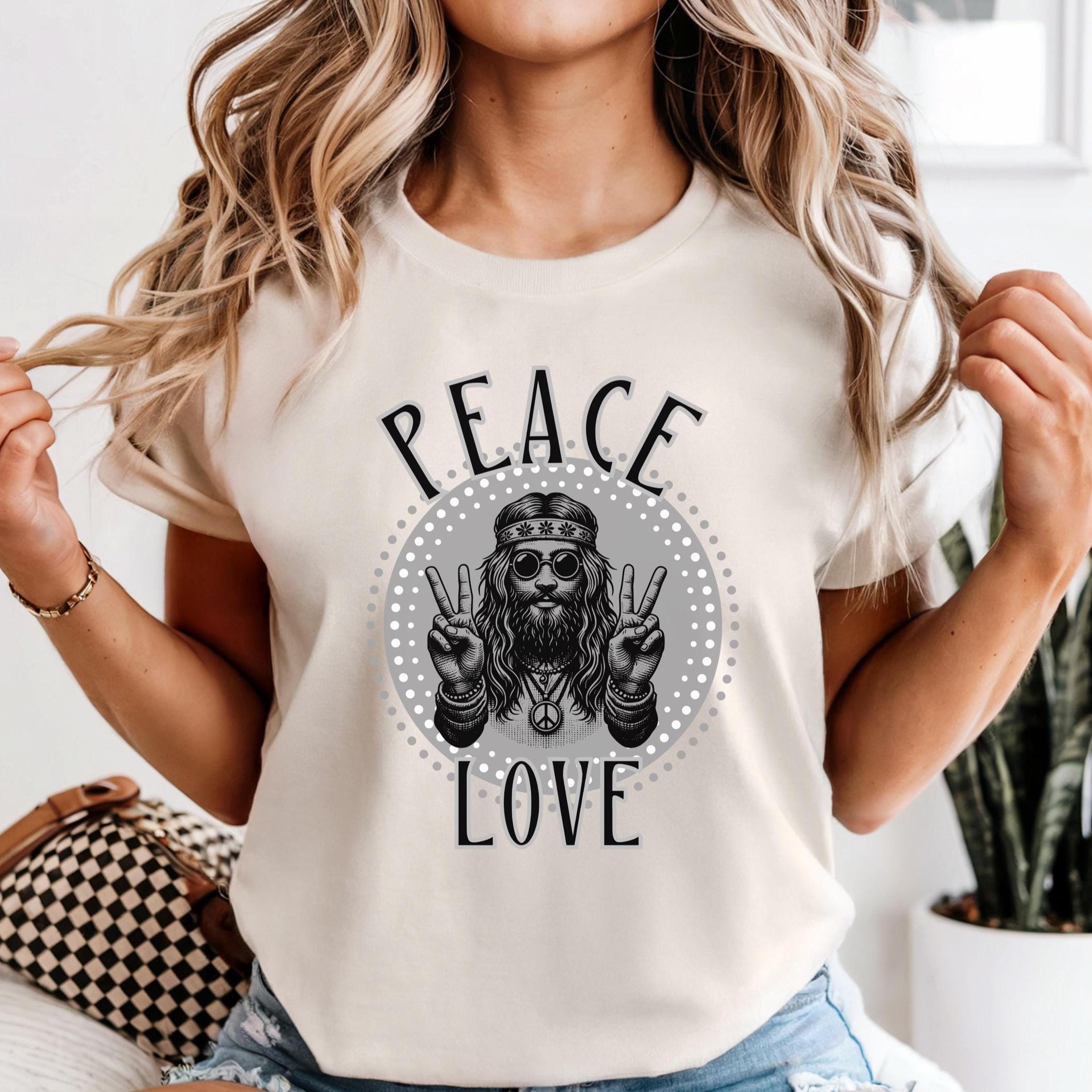 Retro Hippie Peace Love Shirt Comfort Colors Peace Love T-Shirt retro 60s hippie tee Unisex garment-dyed t-shirt