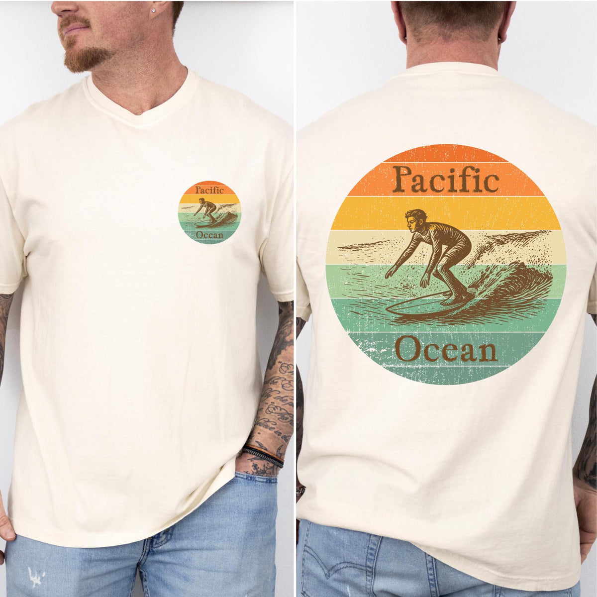 Vintage Surfing T-Shirt retro Pacific Ocean tee Comfort Colors surfing tee