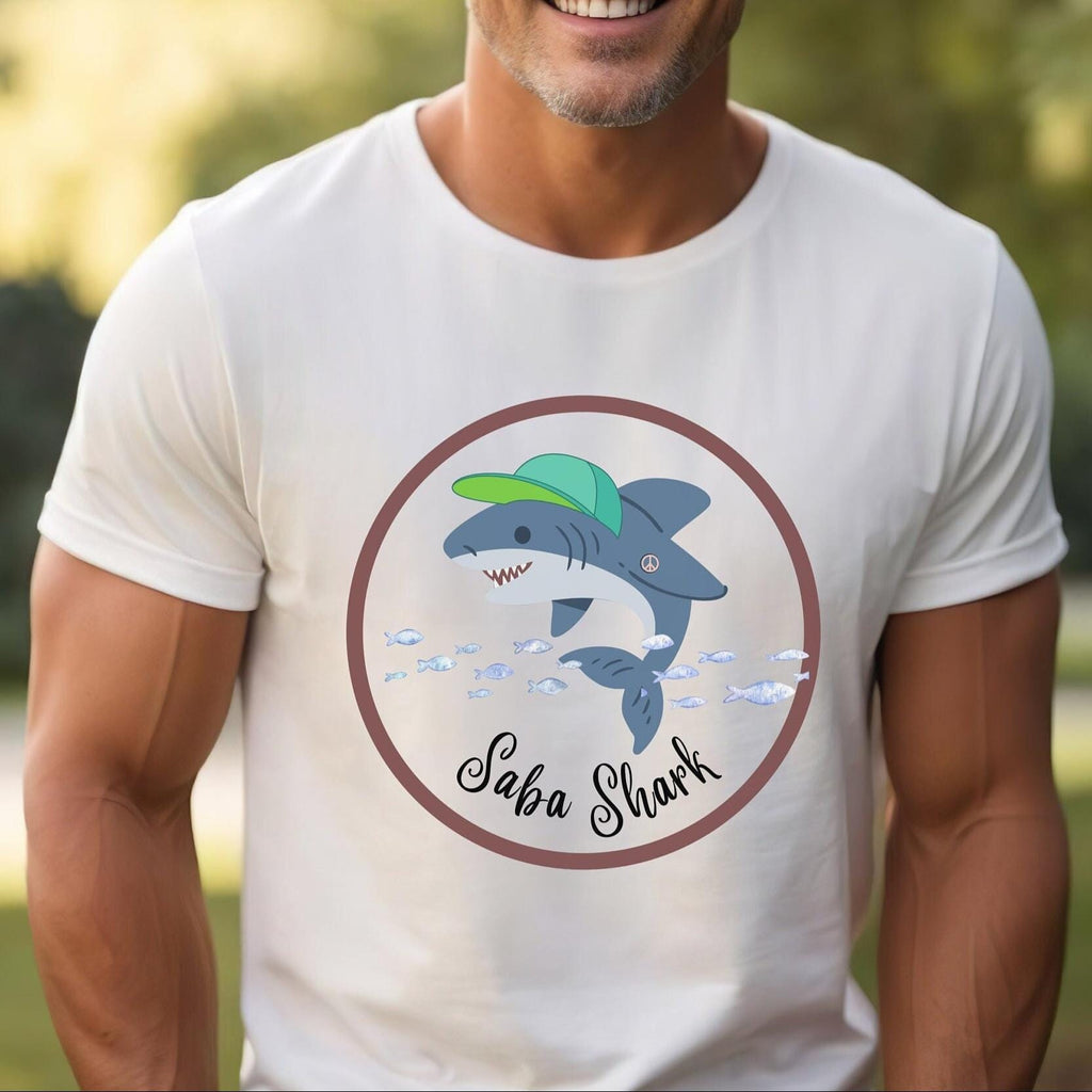 Saba Shark T-Shirt: Grandpa Shark in Hebrew, Family Matching Shirts
