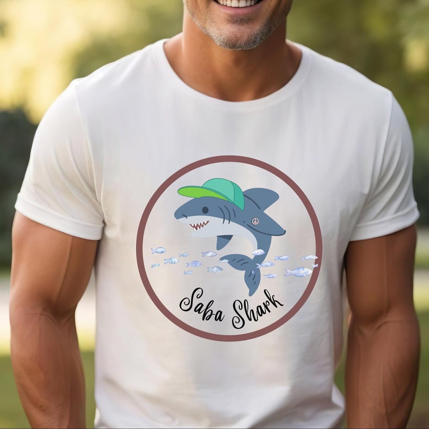 Saba Shark T-Shirt: Grandpa Shark in Hebrew, Family Matching Shirts