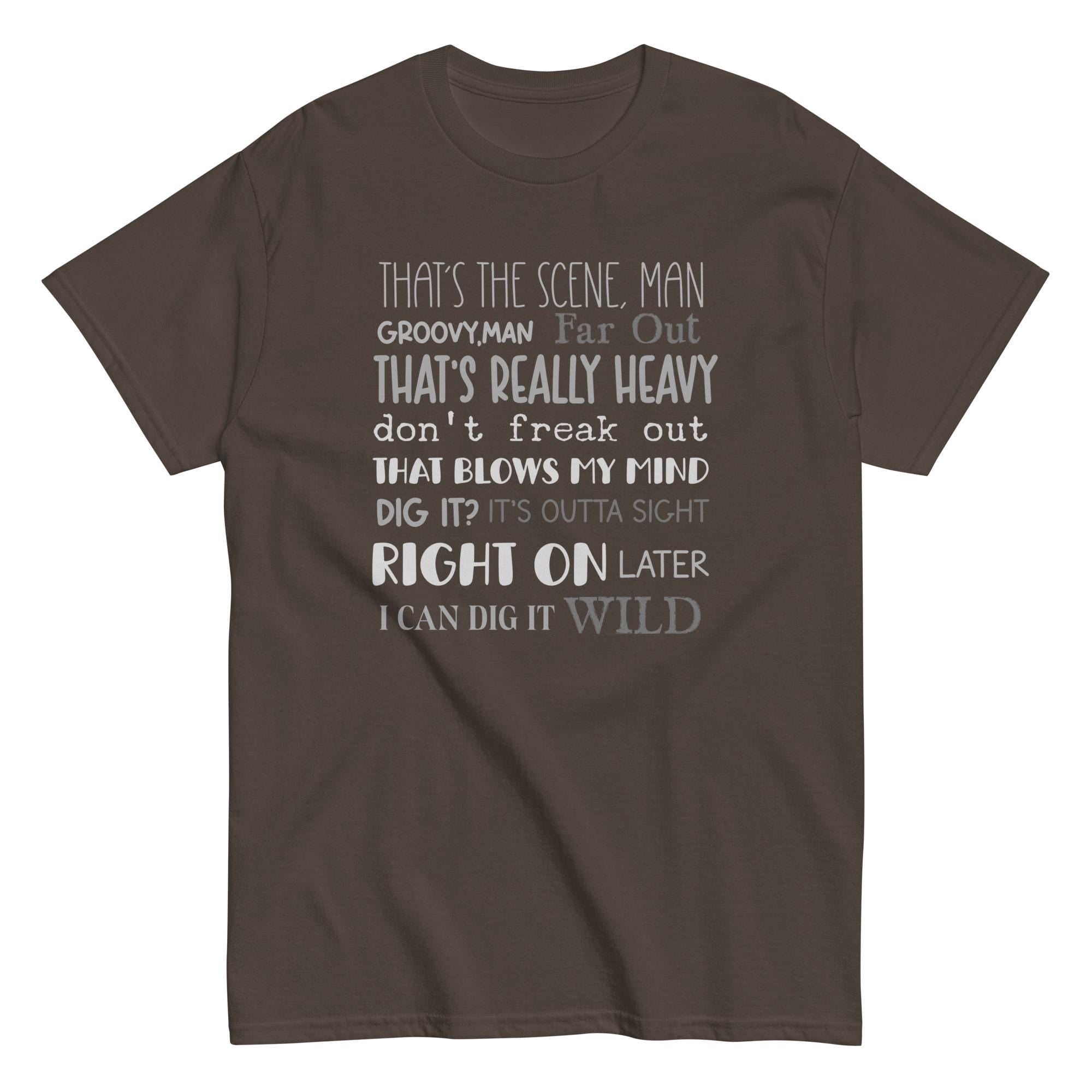 Funny Retro 60s Slang Words T-shirt 70s slang language shirt Gildan Cotton Unisex tee