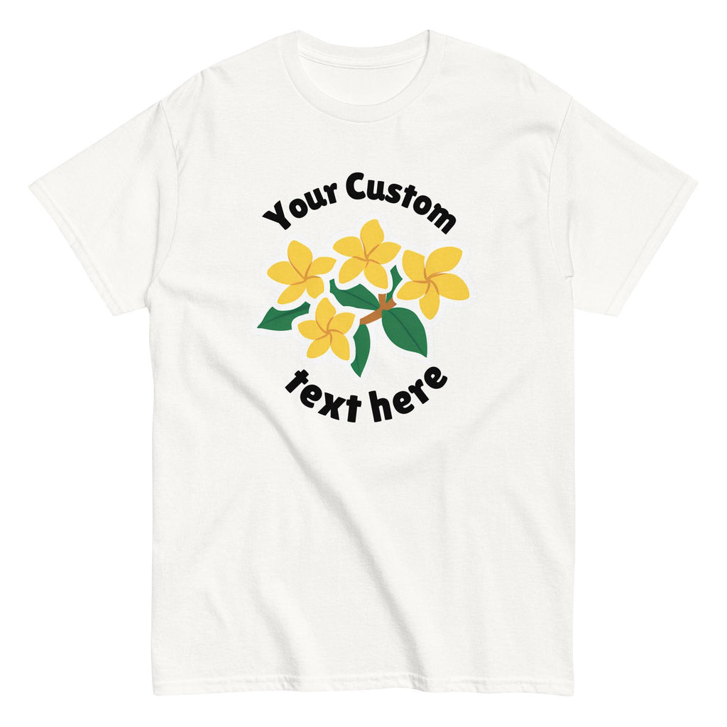 Custom Plumeria T-Shirt, Gildan cotton Unisex tee Your design and your text, custom gift family reunion shirts Birthday personalized tees