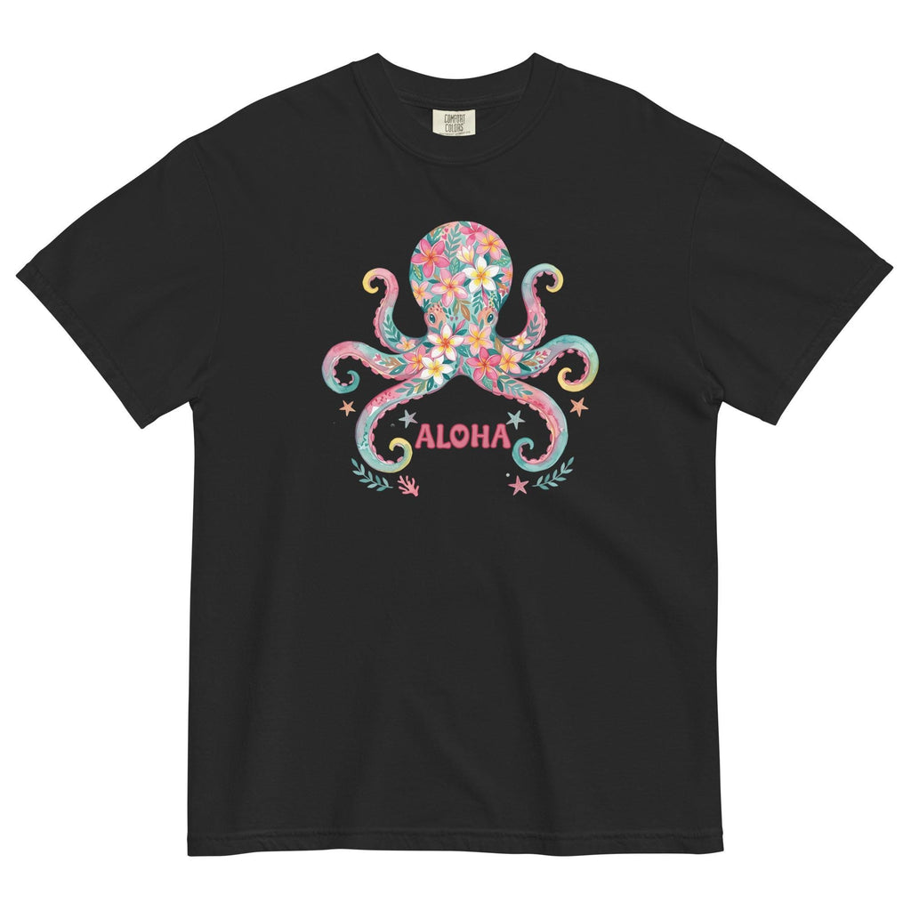Floral Octopus Aloha T-Shirt: Comfort Colors Tropical Hawaiian Tee