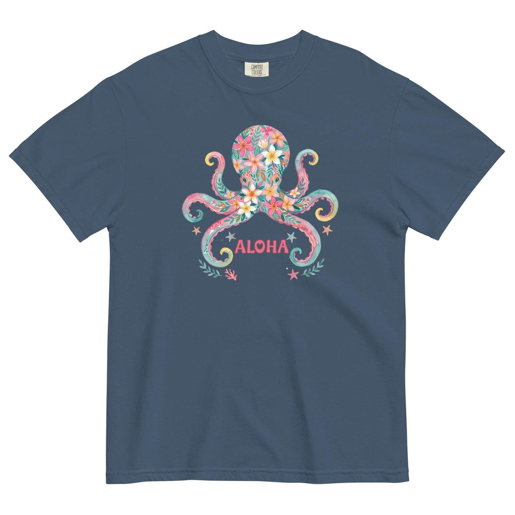 Floral Octopus Aloha T-Shirt: Comfort Colors Tropical Hawaiian Tee