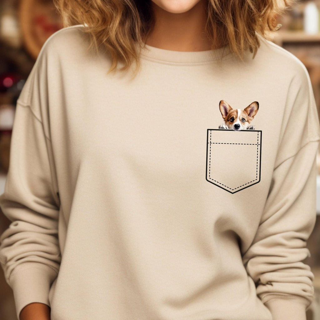 Personalized Corgi Pocket Sweatshirt, Dog Lover Gift