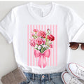 Carnations T-Shirt, Bella-Canvas pink carnations bouquet bow tee, Mothers Day carnations t-shirt