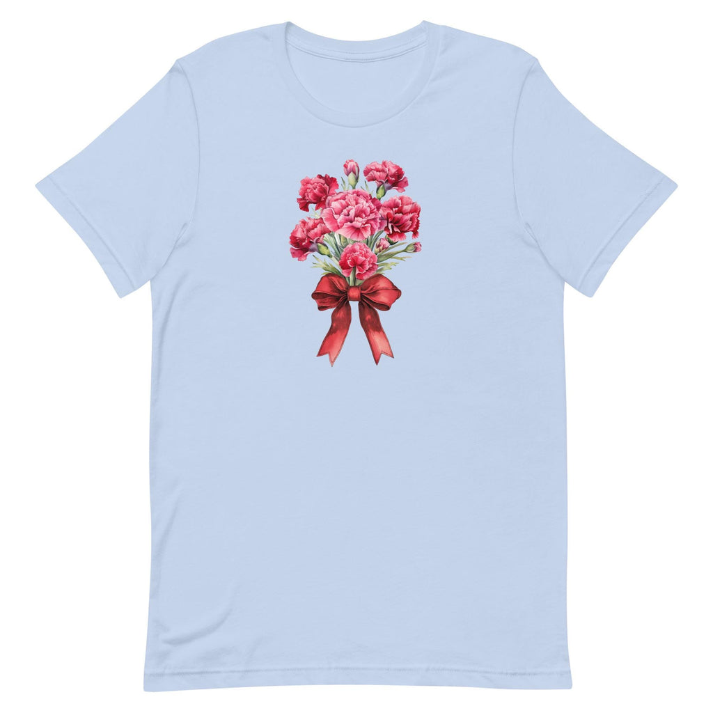 Carnations T-Shirt Bella Canvas pink and red carnations Mothers Day gift tee