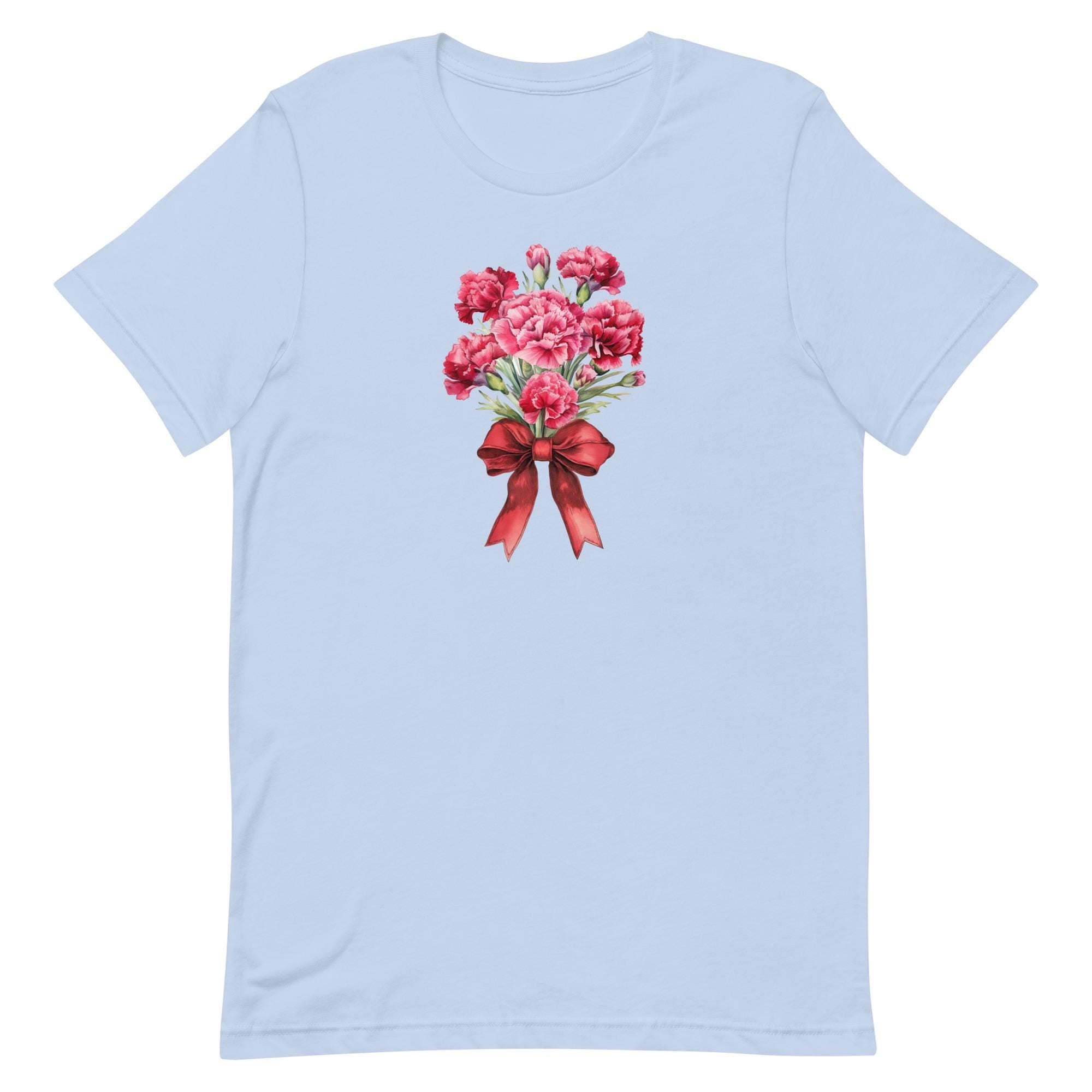 Carnations T-Shirt Bella Canvas pink and red carnations Mothers Day gift tee