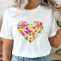 Tropical Flowers Heart T-Shirt: Hawaiian Plumeria Hibiscus Tee
