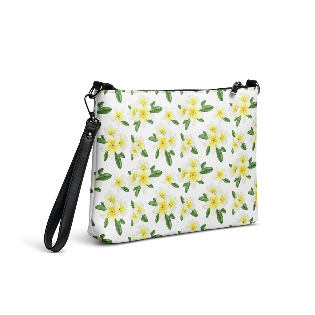Plumeria Crossbody bag Tropical flowers bag zippered removeable straps